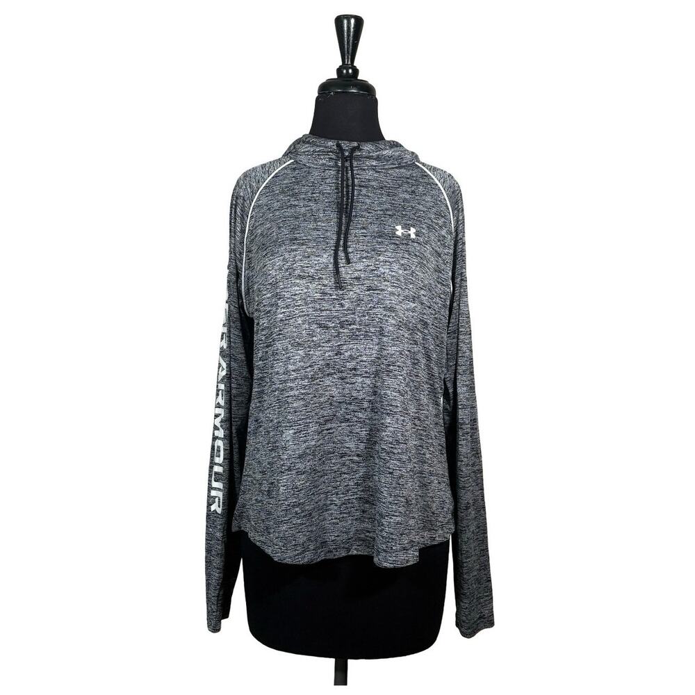 Under Armour Velocity Wordmark Hoodie Women’s XL Pitch Gray Heather Thumbholes